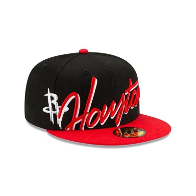 Houston Rockets Gorra | New Era NBA Cursive 59fifty Fitted Cap Mexico - Negros